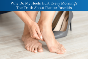 person experiencing plantar fasciitis heel pain during first steps in the morning