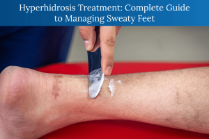 Excessive sweating feet condition showing hyperhidrosis and treatment options